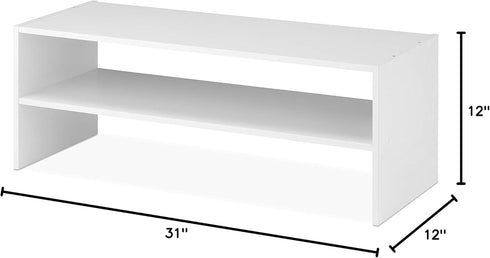31" 2-Shelf Whitmor Stackable Extra Wide Storage Organizer, White