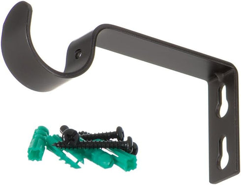 Ivilon Fixed Brackets for Curtain Rods - Set of 2 for 1 or 1 1/8 Inch Rods, Antique Black