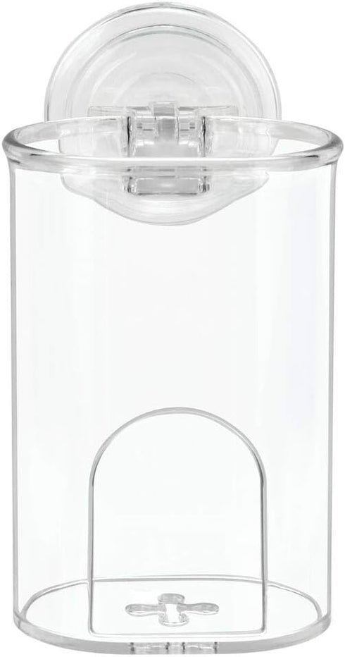2 Pack mDesign Compact Plastic Suction Storage Center for Bathroom Organization of Toothbrushes, Electric Toothbrushes