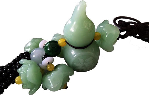 Chinese Traditional Style Green Crystal Hanging Decoration - Gourd Amulet for Luck Safety