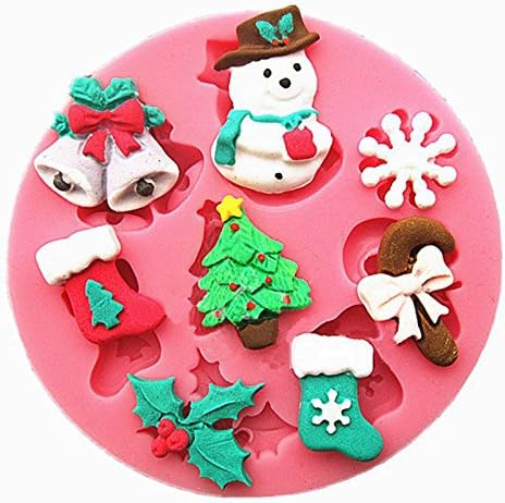2Pcs/Set Christmas Tree Silicone Mold, Santa Claus, Reindeer, Snowflake, Snowman for DIY Chocolate, Cake Decor