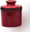 Pottery Butter Keeper Crock, Ceramic Butter Dish with Water Line for Countertop, Keep Butter Fresh, Red