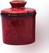 Pottery Butter Keeper Crock, Ceramic Butter Dish with Water Line for Countertop, Keep Butter Fresh, Red