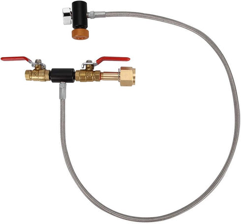 G1/2 CO2 Cylinder Refill Adapter with Hose for Filling 36" with Gauge and 2 Turn On/Off Valves