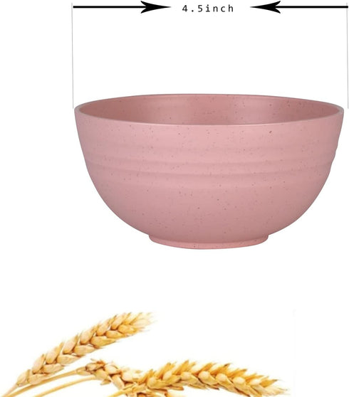 WANBY Lightweight Wheat Straw Cereal Bowls, Unbreakable Dinner Dishes, Dishwasher & Microwave Safe (Small 4 Pack 4.5')
