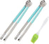 HANSA 2PCS Blue Color Stainless Steel Food Ice Tongs, 9 Inch BBQ Baking Utensils with ABS Handle & Silicone Brush