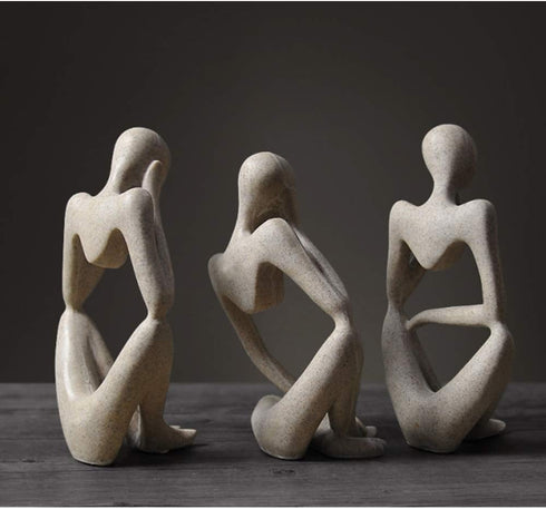 Asng Sandstone Resin Thinker Style Abstract Sculpture Statue Collectible Figurines Home Office Bookshelf Desktop Decor