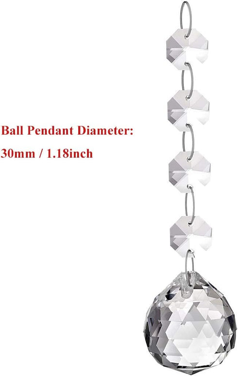 30MM Pack 10pc (30mm) Clear Glass Crystal Prism Pendat Suncatcher Chandelier Parts Lamp Light Pendants Balls Drops
