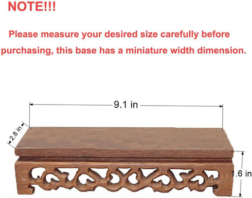 GOLDY&WENDY Chinese Wooden Rosewood Base Rectangular Carved Vase Buddha Plant Display Stand Craft Pedestal