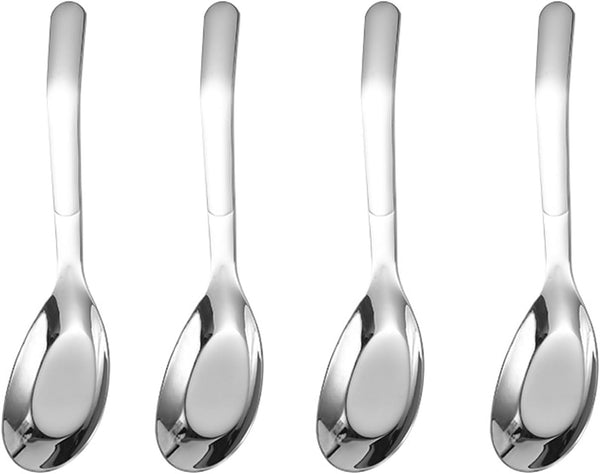 Asian Soup Spoons, Chinese Soup Spoons, Thick Heavy Stainless Steel Soup Spoons, Set of 4 Flat Square Spoon