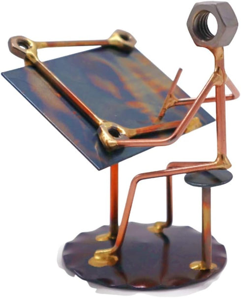 Draftsman Collectible Handmade Metal Art Figurine - Desk Accessories, Trophy, and Office Décor Gift