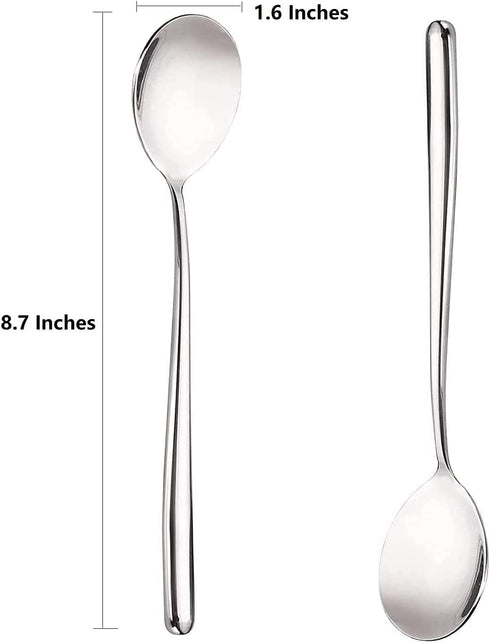 Stainless Steel Long Handle Soup Spoons, Korean Round Handle, Set of 4