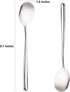 Stainless Steel Long Handle Soup Spoons, Korean Round Handle, Set of 4