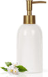 Natheeph 14OZ Ceramic Soap Dispenser, White Pump for Bathroom/Kitchen Liquid Filling
