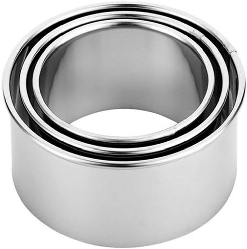 Cookie Cutters - Stainless Steel Biscuit Dumpling Cake Pastry Molds, 3Pcs Round Edge