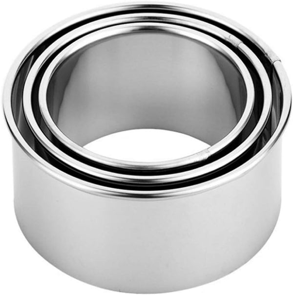 Cookie Cutters - Stainless Steel Biscuit Dumpling Cake Pastry Molds, 3Pcs Round Edge