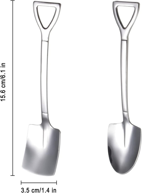 10Pcs Reusable Shovel Spoons, Stainless Steel Dessert Spoons for Coffee, Tea, Ice Cream, Fruit, Sugar, Cake