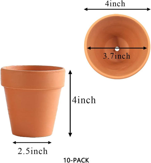 Yishang Terracotta Flower Pot Clay Planter - 4 Inch with Drain Hole for Succulent Cactus Great for Succulent & Cactus Nursery Planter, DIY Craft Projects, Wedding and Party Favors by Yishang