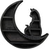 Faddare 1 11.8x11.8x3cm, Wooden Moon Shelf, Shelf, Rustic, Accent Shelf, Decorative Shelf, Black, for Living Room