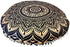 32" Gold Mandala Barmeri Large Floor Pillow Cover - Hippie Decorative Zipped Pouf Ottoman (Gold Black)