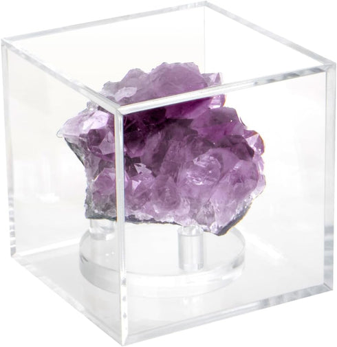Clear Acrylic Geodes Rocks Display Easel Stands, 3 Pegs Support Holder Box for Small Collectibles (1 Pcs)