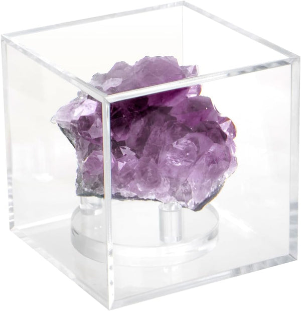 Clear Acrylic Geodes Rocks Display Easel Stands, 3 Pegs Support Holder Box for Small Collectibles (1 Pcs)