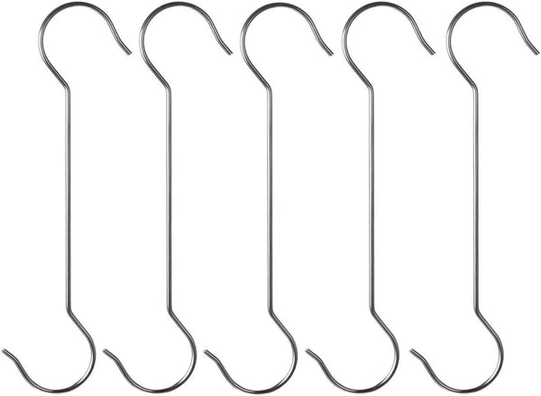 Maydahui 5 PCS Extra Long 16 inch S Shaped Hooks, Stainless Steel Large Size Silver Hanger