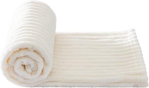 MIULEE Super Soft Baby Throw Blanket, Lightweight Fleece Warm Plush Cozy Bed Blanket 30"x40", Stripe Pattern, Cream