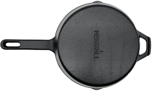 Nexgrill 10" Round Cast Iron Skillet, Pre-Seasoned for BBQ & Outdoor Cooking, Heavy-Duty