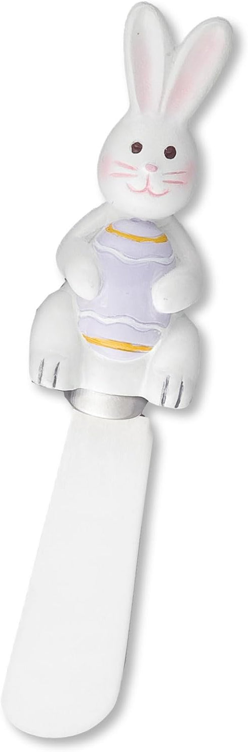 Easter Bunny Cheese Spreaders, Set of 4, Hand-Painted Resin Handles with Stainless Steel Blades