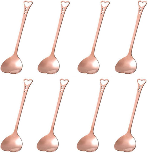 jinyatu 8 Pieces Stainless Steel Dessert Spoon Creative Cute Heart Shaped Espresso Spoons for Cake Tea Sugar Ice Cream
