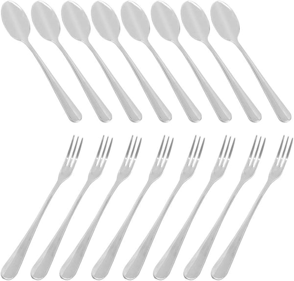 Set of 16 Mini Coffee Spoons (4 inch) and Stainless Steel Forks (4.8 inch), DaKuan Dessert Forks & Spoons for Tea,