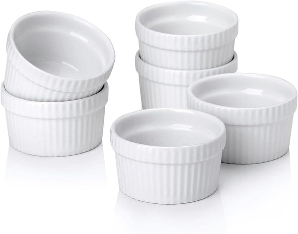 Vidalenta Mini Ramekins Set of 6, 1.5 oz Dipping Sauce Cups, Porcelain Souffle Dish, Small Bowls for Charcuterie Board,