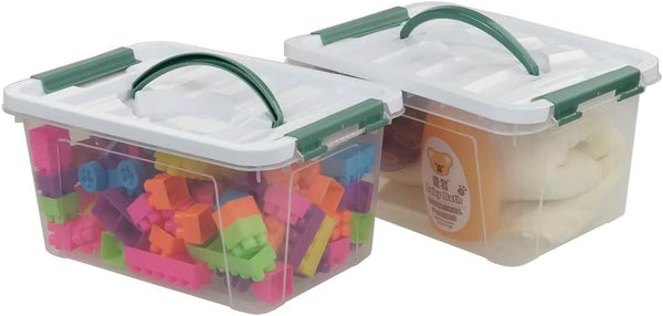 Pekky 6 Quart Storage Container Box with Handle, Latching Fresh Design, Small Toy Organizer Bin, 2-Packs