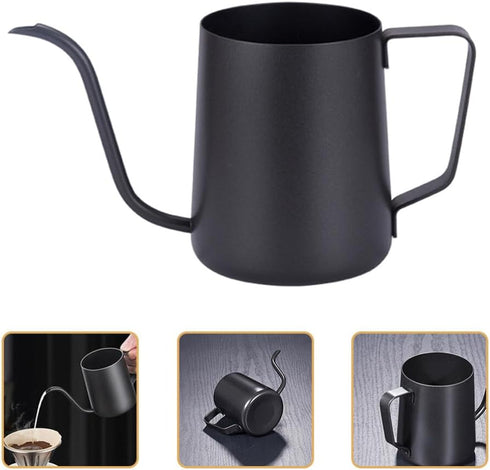 Whistling Teapot Coffee Pot, Stovetop Drip Pot with Long Spout, Stainless Steel Kettle with Tea Strainer