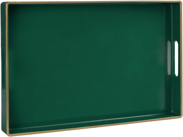 MAONAME Dark Green Decorative Tray, Serving Tray with Handles, Plastic Trays for