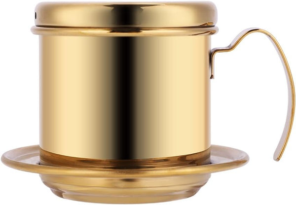 Vietnamese Coffee Filter Maker, Stainless Steel Drip Filter Cup for Home Office Cafe (Gold)