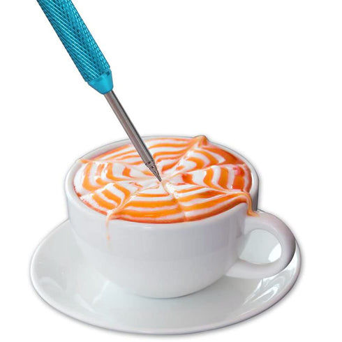 Stainless Steel Coffee Latte Art Pen, Decorative Cappuccino Tool, Fancy Cafe Pen, Blue