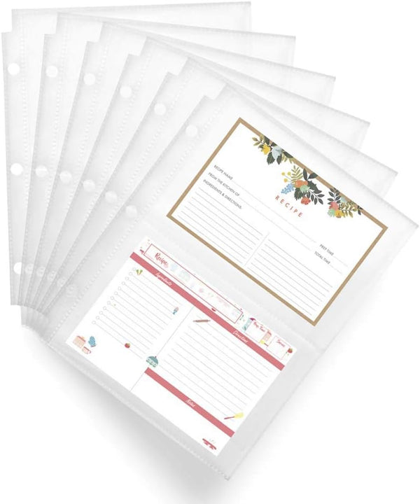 Recipe Card Protectors, 8.5x6.8 Inch Sleeves for Mini Binders, 30 Count, 4x6 Index Card Refill Sheets