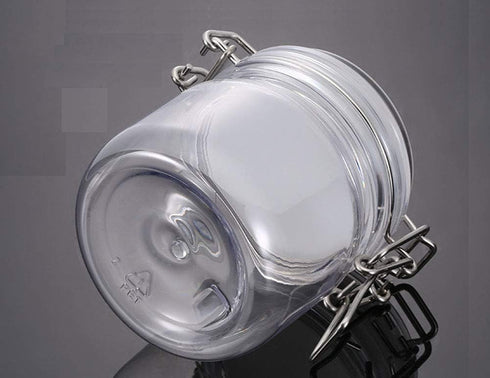 2Pcs 10 Oz/300ml Clear Round Plastic Storage Sealed Jar Bottles with Leak Proof Rubber Hinged Lid for Multi-purpose