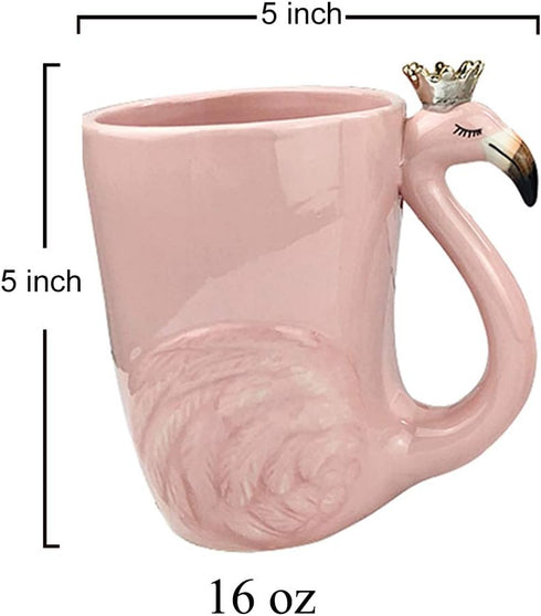 16 oz Cute Pink Coffee Mug Ceramic Flamingo Gift, Unique Cups for Women, Funny Coffee Cup, Decorative Animal Decor
