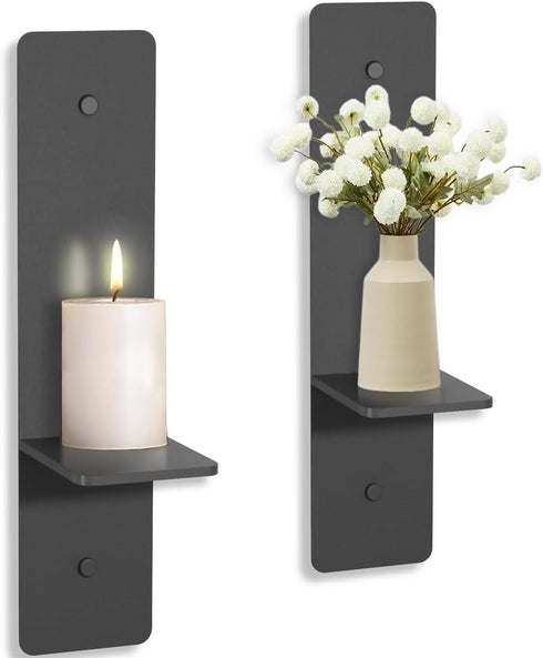 GWEUZMALL Wall Candle sconces Set of Two,GWEUZMAL Metal Candle Sconces, Black Wall Candle