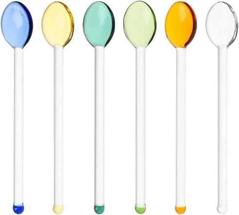 6PCS Colorful Tea Spoons, Long Handle Stirring Spoons for Home Kitchen Glassware