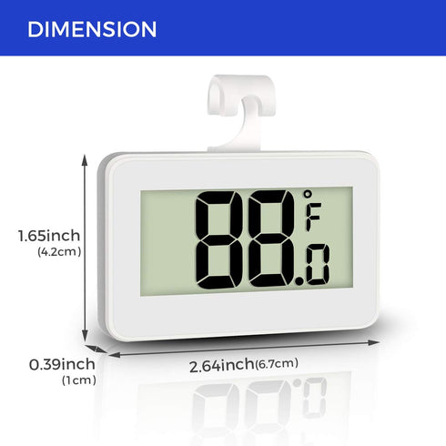 Mini Refrigerator Fridge 2 Pack Digital Freezer Thermometer, Waterproof Room Thermometer with Hook