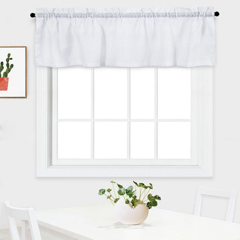 Curtain Valance, Waffle Weave Waterproof Window Valance for Bathroom, 60" x 15", White