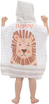 Thin Quick-Dry Beach Towel with Hood for Kids - Blue Stripe Lion Design