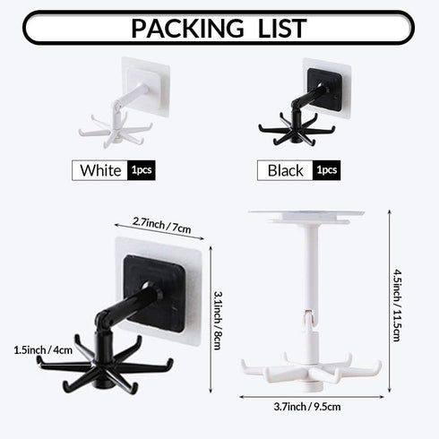 Aosome Under Cabinet Utensil Holder Hanger Hook, 2 Pack, Black & White for Kitchen and Bathroom