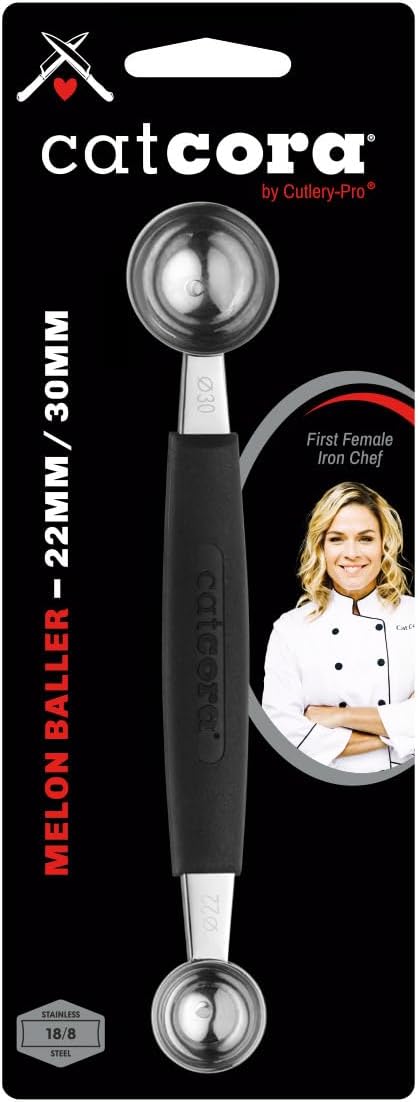 CatCora Melon Baller - Professional 18/8 Stainless Steel Dual Blades for Melon Balls and Garnishes