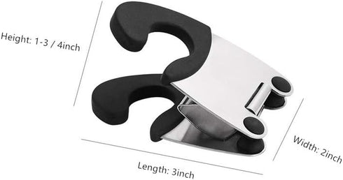 Pot Clip Stainless Steel Holder for Spoon Rest, Silicone & Stainless Steel Anti-Scald Grip Kitchen Tools (Black & Grey)