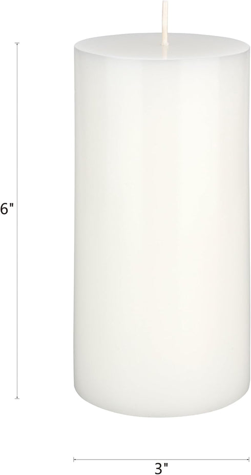 Mega Candles 3 pcs Unscented Solid White Pillar Candles – Hand Poured Premium Wax, 3 Inch x 6 Inch, Home Décor